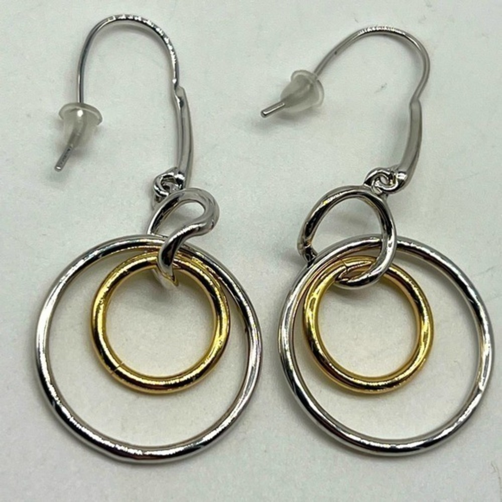 NEW Real Simple RS silver & gold drop dangle circle fashion earrings sty…